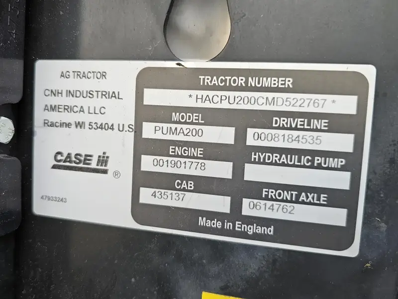 2022 Case IH Puma 200 Tractor – L107 Loader – AFS Connect photo 58