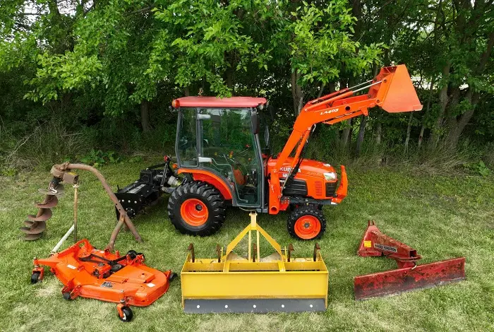 2009 Kubota B3030 4X4 Tractor W Cab Loader Tiller Box Scraper Belly Mower HEAT & A/C! photo 2